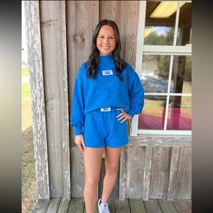 Lulu Mac Bright Blue Long Sleeve Terry Cloth Top